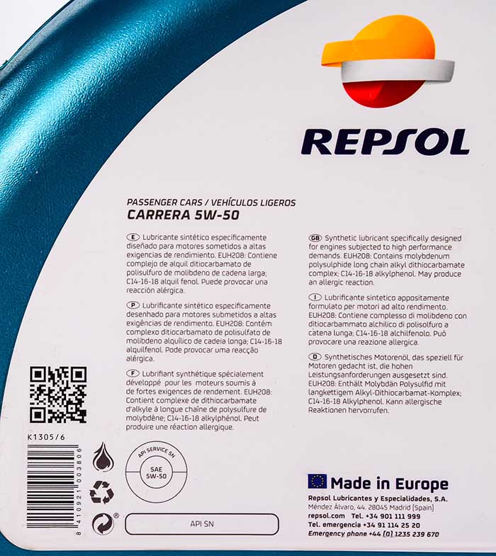 Моторна олива Repsol Carrera 5W-50 4 л на Renault Sandero