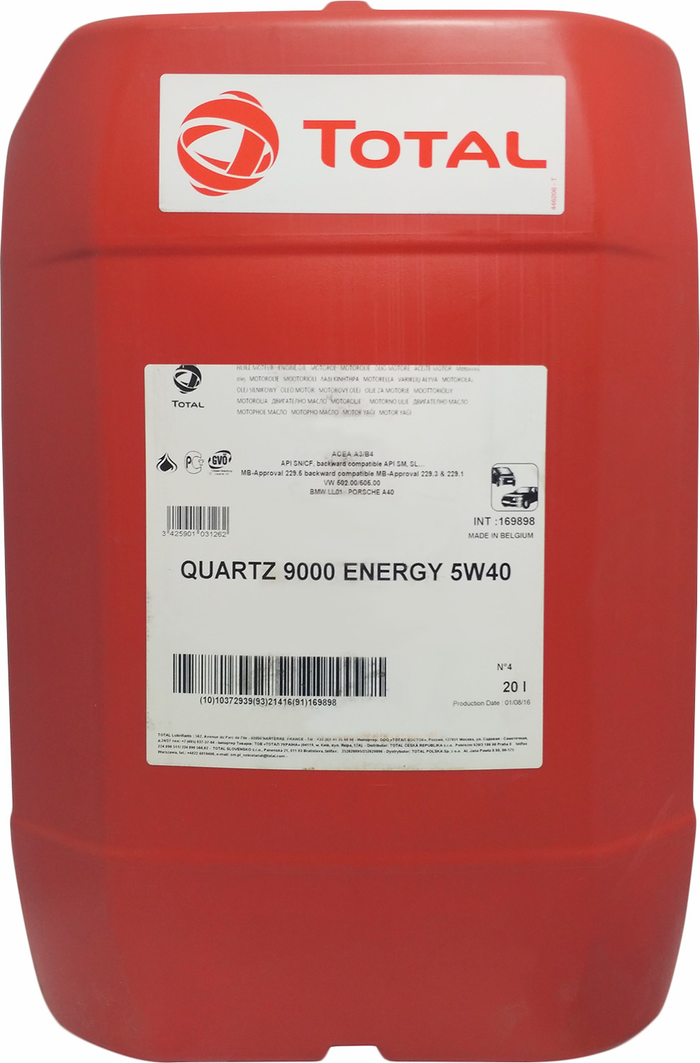 Моторное масло Total Quartz 9000 Energy 5W-40 20 л на Toyota Aristo