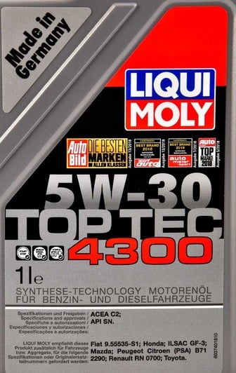 Моторное масло Liqui Moly Top Tec 4300 5W-30 для Citroen DS3 1 л на Citroen DS3