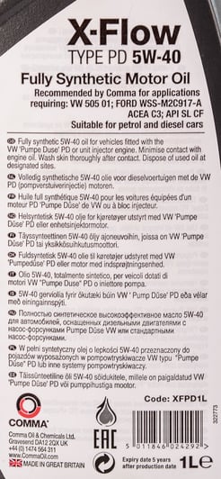 Моторна олива Comma X-Flow Type PD 5W-40 1 л на Kia Pregio