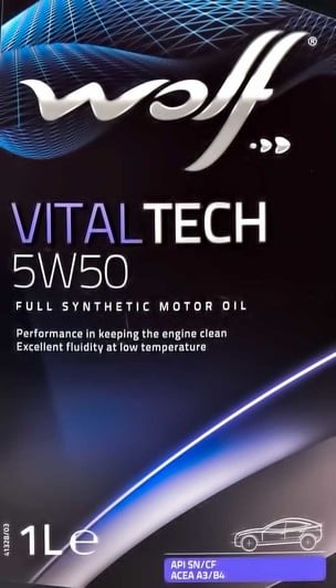 Моторна олива Wolf Vitaltech 5W-50 1 л на Honda CR-Z