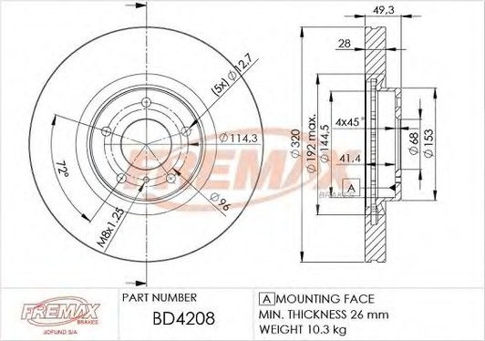 Тормозной диск Fremax BD-4208