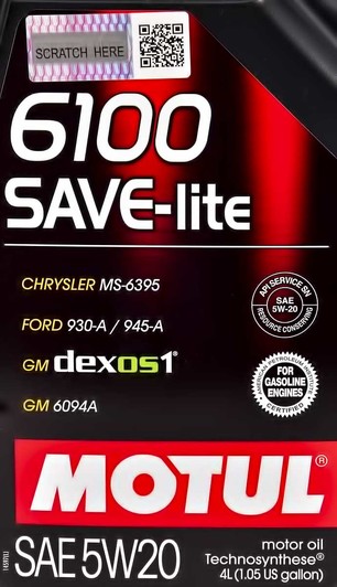 Моторное масло Motul 6100 Save-Lite 5W-20 4 л на Kia Sorento