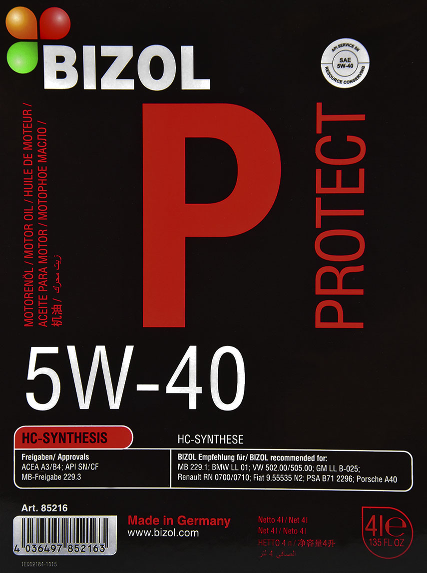 Моторна олива Bizol Protect 5W-40 4 л на Opel Monterey