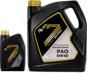 Моторна олива S-Oil Seven PAO A3/B4 0W-40 синтетична