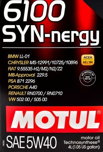 Моторное масло Motul 6100 SYN-nergy 5W-40 4 л на Toyota Camry