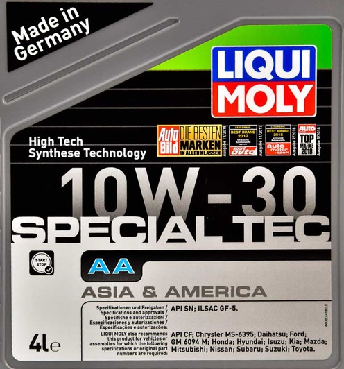 Моторное масло Liqui Moly Special Tec AA 10W-30 4 л на Volkswagen Polo