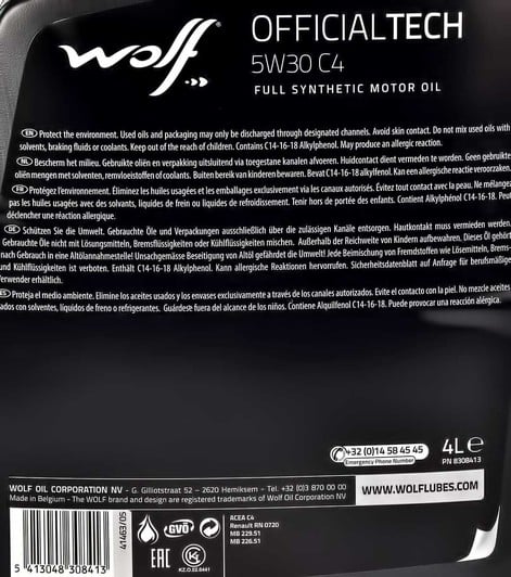 Моторное масло Wolf Officialtech C4 5W-30 4 л на Mercedes S-Class