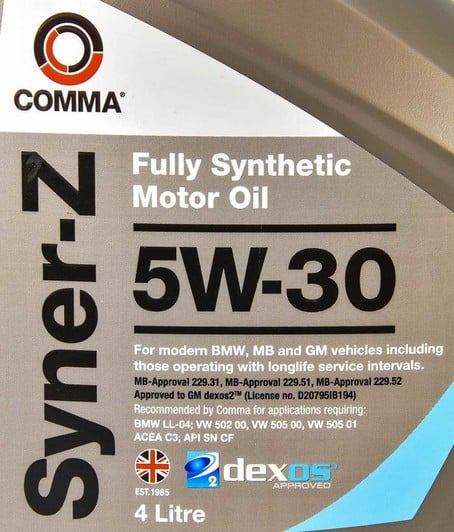 Моторна олива Comma Syner-Z 5W-30 для Seat Arosa 4 л на Seat Arosa