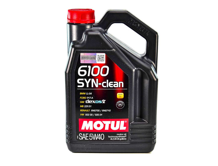 

Моторное масло Motul 6100 Syn-Clean 5W-40 синтетическое 854250