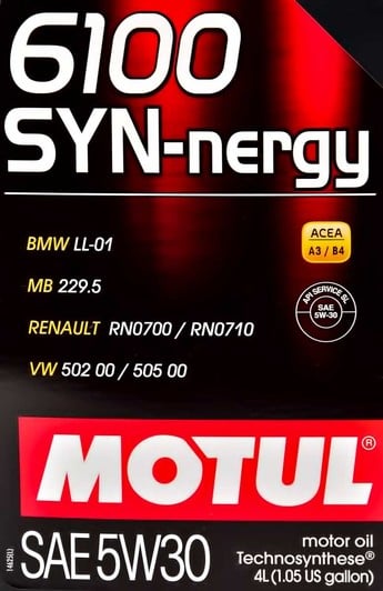 Моторное масло Motul 6100 SYN-nergy 5W-30 4 л на Jaguar XF