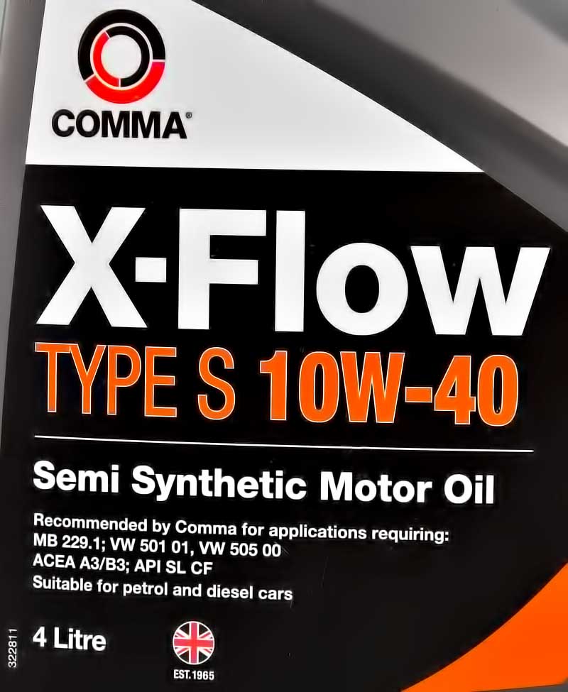 Моторна олива Comma X-Flow Type S 10W-40 для Rover CityRover 4 л на Rover CityRover