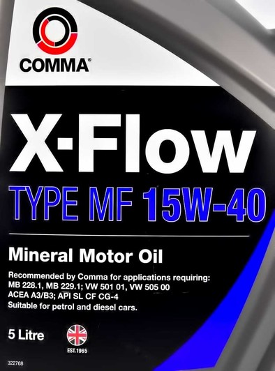 Моторное масло Comma X-Flow Type MF 15W-40 5 л на Ford Fiesta