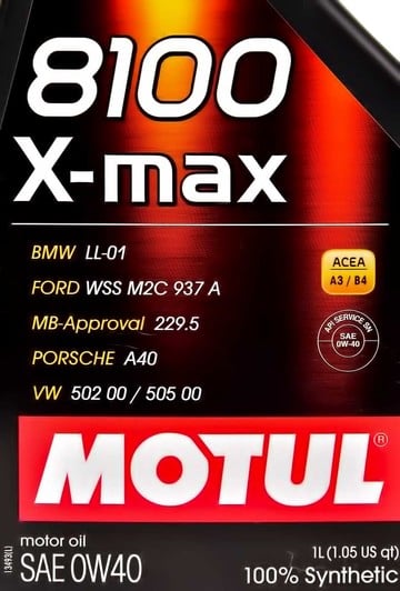 Моторна олива Motul 8100 X-Max 0W-40 1 л на Peugeot 107