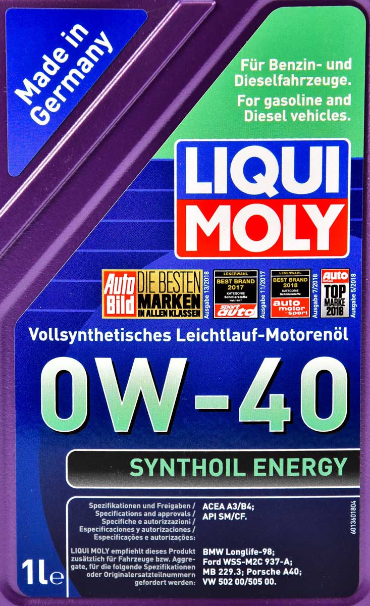 Моторна олива Liqui Moly Synthoil Energy 0W-40 1 л на Nissan Primastar