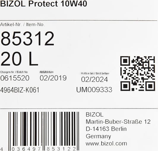 Моторное масло Bizol Protect 10W-40 20 л на Chrysler 300M