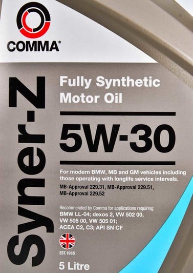 Моторна олива Comma Syner-Z 5W-30 для Peugeot 406 5 л на Peugeot 406