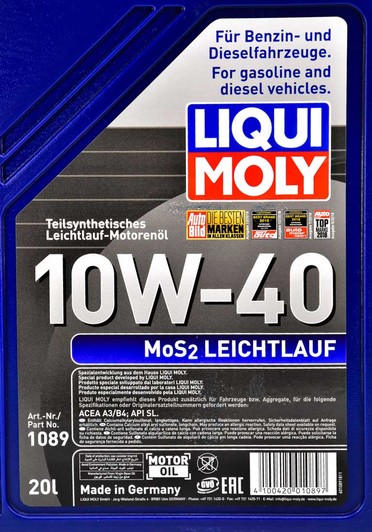 Моторное масло Liqui Moly MoS2 Leichtlauf 10W-40 20 л на Dodge Viper