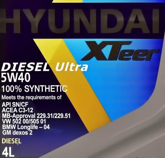 Моторное масло Hyundai XTeer Diesel Ultra 5W-40 4 л на Toyota Camry