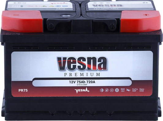 Аккумулятор Vesna 6 CT-75-R Premium 415075