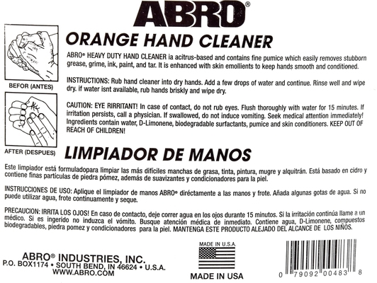 Очисник рук ABRO Hand Cleaner цитрусовий 4 л