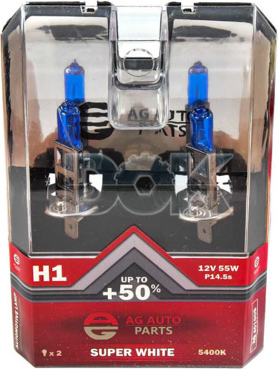 Автолампа AG-Autoparts Super White H1 P14,5s 55 W темно-блакитна ag40190s