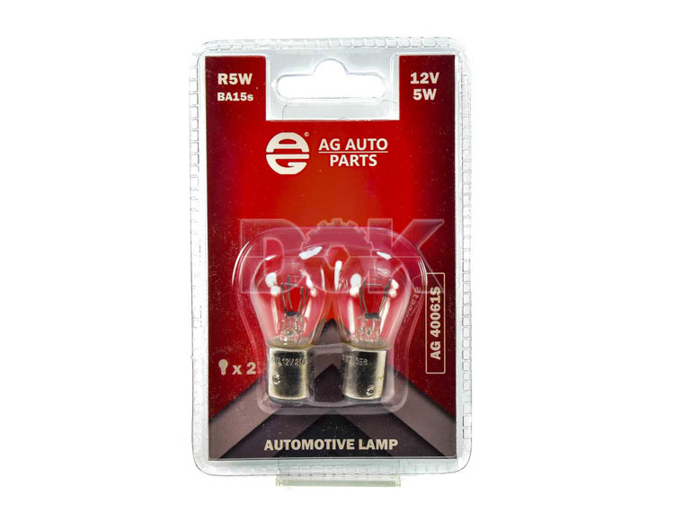 

Автолампа AG-Autoparts ag40061s R5W BA15s 5 W прозрачная