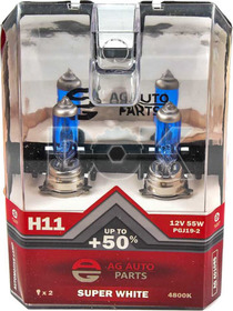 Автолампа AG-Autoparts Super White H11 PGJ19-2 55 W светло-голубая ag40108s