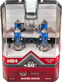 Автолампа AG-Autoparts Super White HB4 P22d 55 W светло-голубая ag40109s