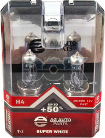 Автолампа AG-Autoparts Super White H4 P43t 55 W 60 W ag40102s