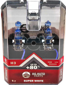 Автолампа AG-Autoparts Super White H3 PKS22s 55 W прозрачно-голубая ag40207s