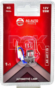 Автолампа AG-Autoparts Standard H3 PK22s 55 W прозрачная ag40111s