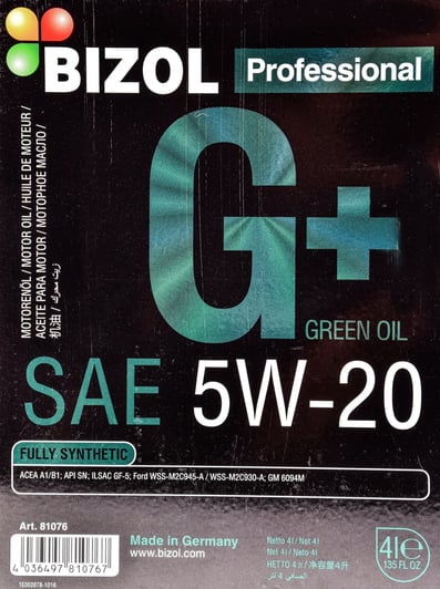 Моторна олива Bizol Green Oil+ 5W-20 4 л на Toyota IQ