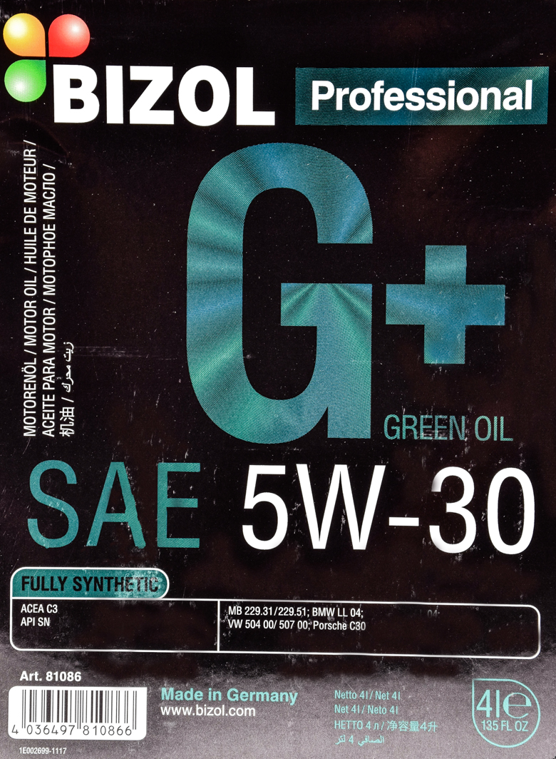 Моторна олива Bizol Green Oil+ 5W-30 4 л на Chevrolet Kalos