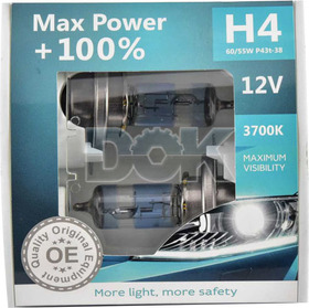 Автолампа Brevia Max Power +100% H4 P43t 55 W 60 W прозрачно-голубая 12040MPS