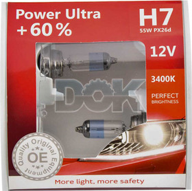 Автолампа Brevia Power Ultra +60% H7 PX26d 55 W прозрачно-голубая 12070PUS