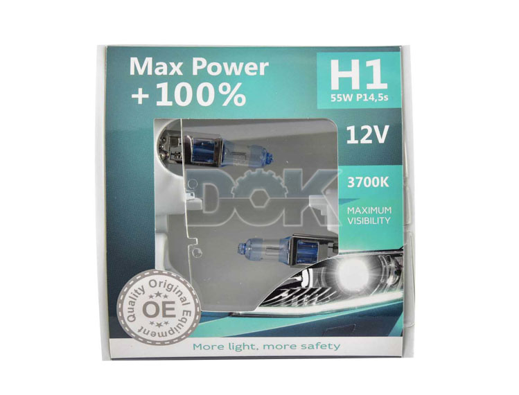 

Автолампа Brevia 12010MPS Max Power+100% H1 P14,5s 55 W прозрачно-голубая