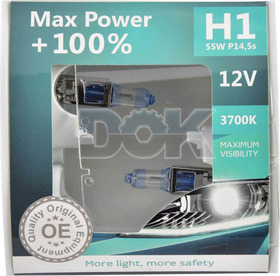Автолампа Brevia Max Power +100% H1 P14,5s 55 W прозрачно-голубая 12010MPS