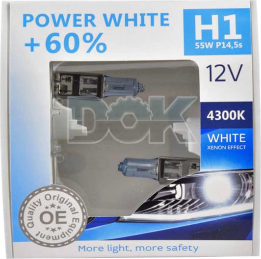 Автолампа Brevia Power White +60% H1 P14,5s 55 W светло-голубая 12010PWS