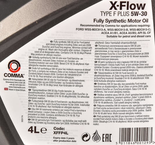 Моторное масло Comma X-Flow Type F PLUS 5W-30 4 л на Honda CR-Z