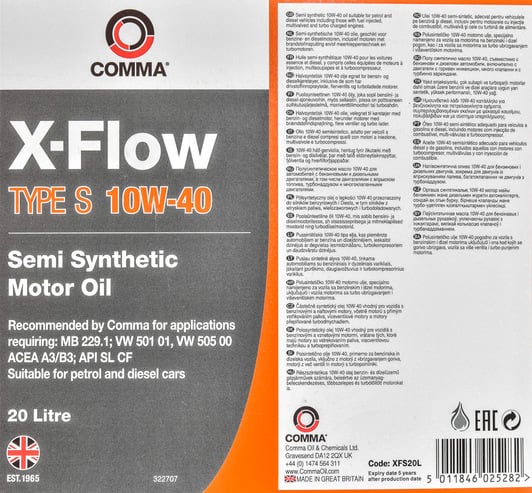 Моторное масло Comma X-Flow Type S 10W-40 20 л на Mitsubishi ASX