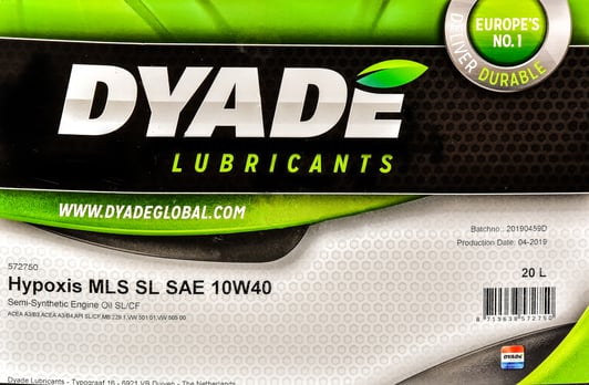 Моторное масло DYADE Hypoxis MLS SL 10W-40 20 л на Citroen BX