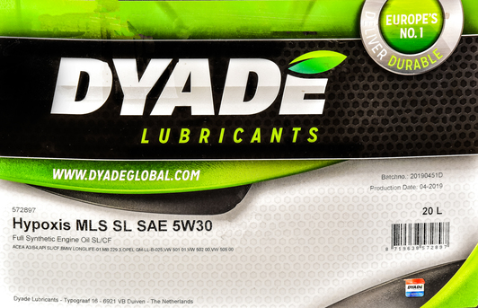 Моторное масло DYADE Hypoxis MLS SL 5W-30 20 л на Peugeot 405