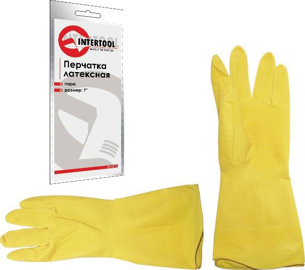 

Перчатки рабочие Intertool латексные желтые sp0016