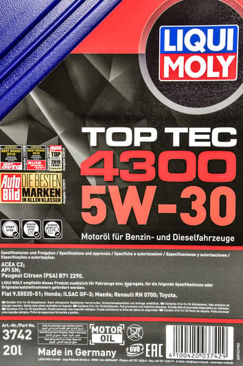 Моторное масло Liqui Moly Top Tec 4300 5W-30 для Volvo 960 20 л на Volvo 960