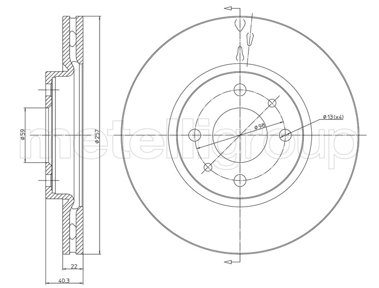 

Metelli 230407C Тормозной диск