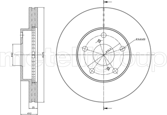 Тормозной диск Metelli 23-0801C для Toyota RAV4