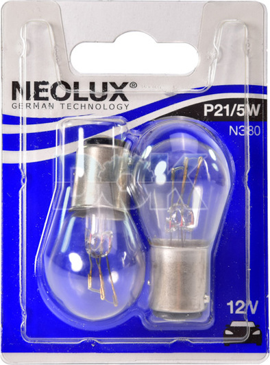 Автолампа Neolux® P21/5W BAY15d 5 W 21 W белая n38002b