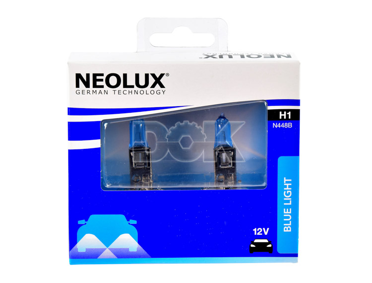 

Автолампы Neolux n448bscb Blue Light H1 P14,5s 55 W прозрачно-голубой