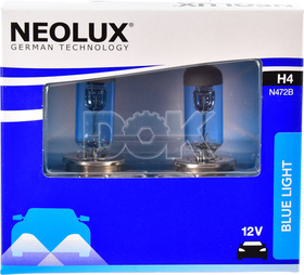 Автолампа Neolux® Blue Light H4 P43t 55 W 60 W прозрачно-голубая n472bscb